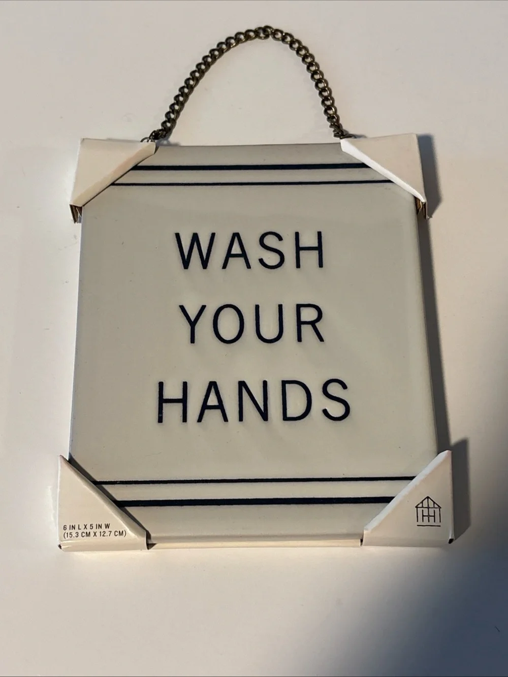 Hearth & Hand Magnolia Wash Your Hands 6x5 Tile Wall Sign Farmhouse Bathroom New